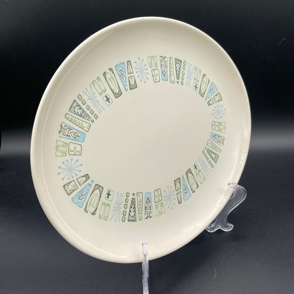 Vtg TST Colorcraft Jamaica Bay Atomic Starburst Oval Platter - Picture 2 of 8